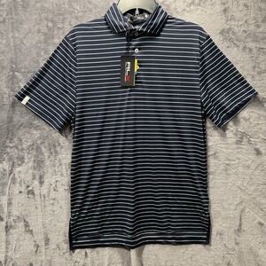 RLX Ralph Lauren Featherweight Airflow Golf Polo Navy Aqua Striped Men's Small S